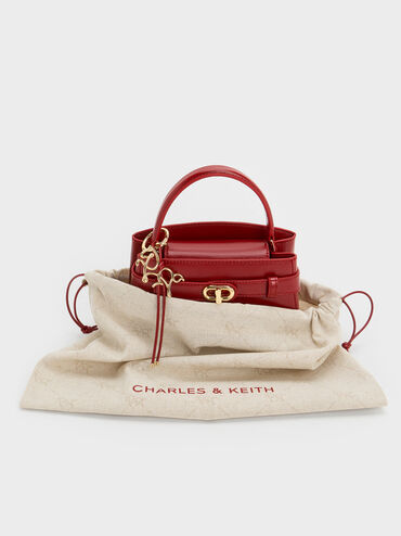 Aubrielle Horse-Motif Top Handle Bag, Tomato Red, hi-res