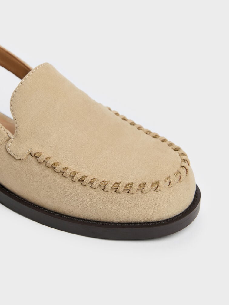 Gale Faux Suede Slingback Loafers, Beige, hi-res