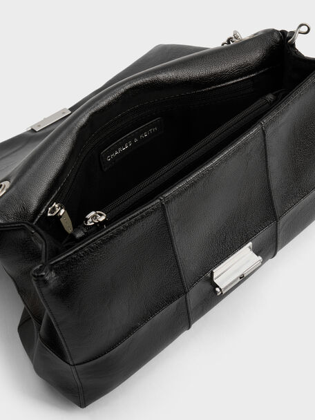 Delfina Quilted Chain-Strap Shoulder Bag, Black, hi-res