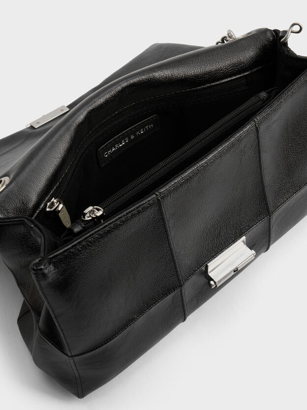 Delfina Quilted Chain-Strap Shoulder Bag, Black, hi-res