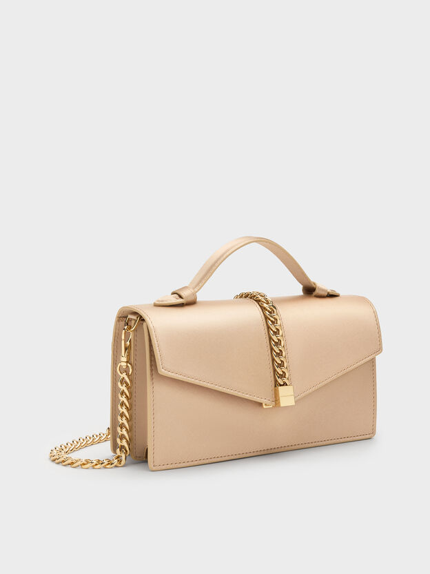 Taisia Chain Envelope Bag, Champagne, hi-res