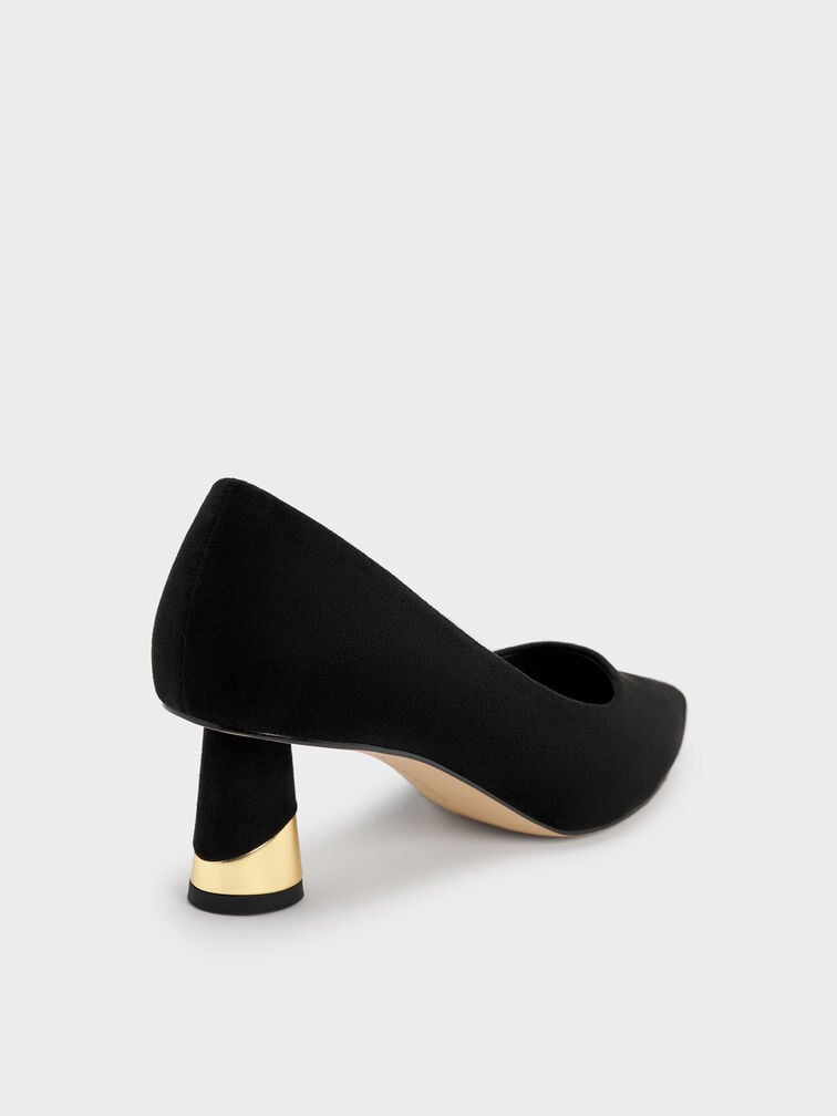 Cammie Metallic Sculptural Heel Textured Pumps, Black Textured, hi-res