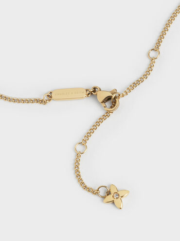 Felicity Flower-Motif Crystal Necklace, Gold, hi-res