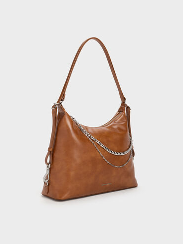 Atwood Chain Hobo Bag, Distressed Tan, hi-res