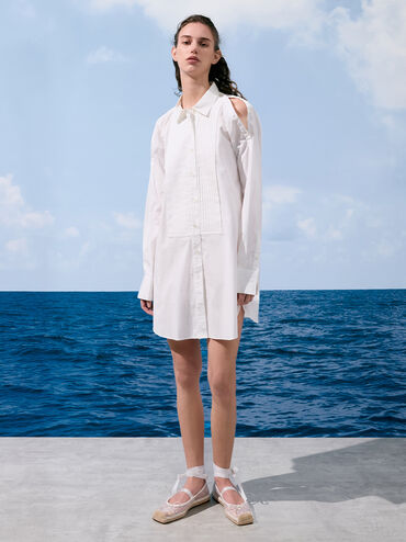 Bernadine Mesh Floral-Embroidered Tie-Around Espadrille Flats, White, hi-res