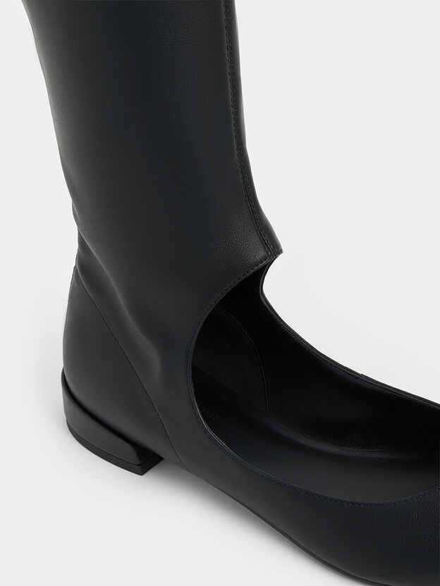 Robbie Cut-Out Knee-High Boots, Black, hi-res
