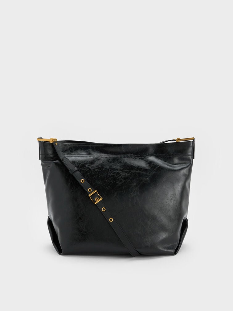 Sianna Slouchy Hobo Bag, Black, hi-res