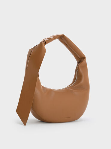 Toni Knotted Crescent Hobo Bag, Chocolate, hi-res