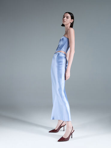 Croc-Effect Pointed-Toe Slingback Pumps, Animal Print Burgundy, hi-res