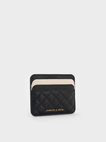 Cleo Two-Tone Quilted Card Holder, Midnight Black, hi-res