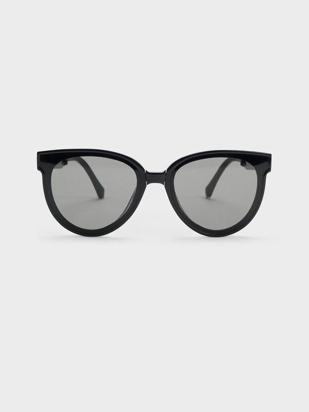 Brea Foldable Aviator Sunglasses, Black, hi-res