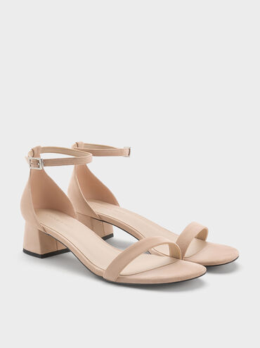 Faux Suede Block-Heel Ankle-Strap Sandals, Nude, hi-res
