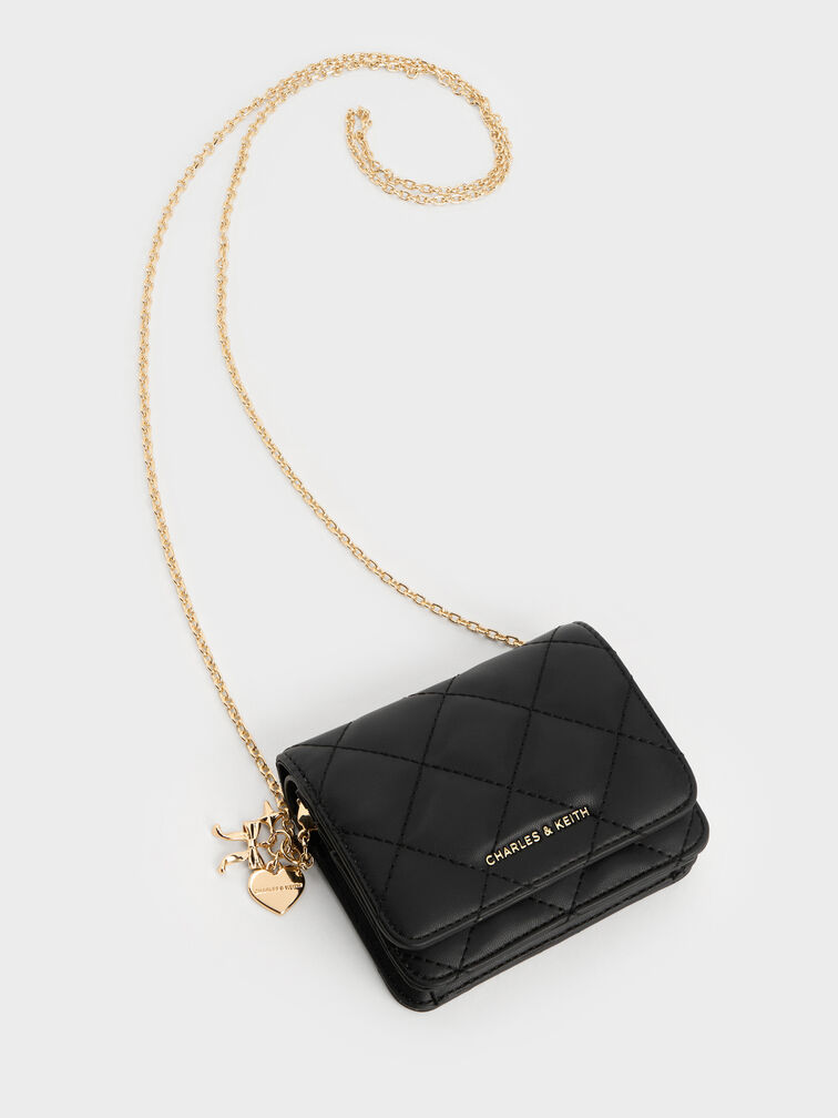 Arrietty Quilted Small Wallet, Black, hi-res