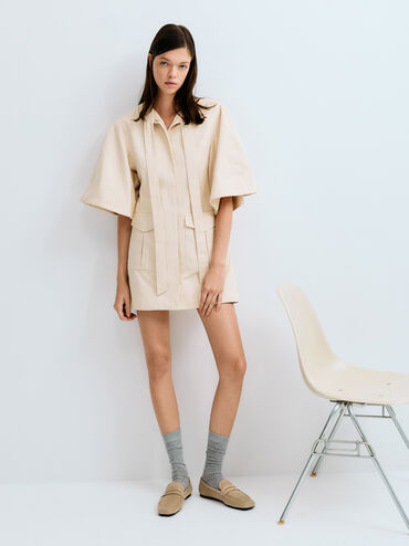 Faux Suede Penny Loafers, Beige, hi-res