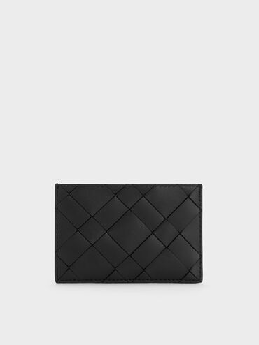 Ivette Woven Card Holder, Noir, hi-res