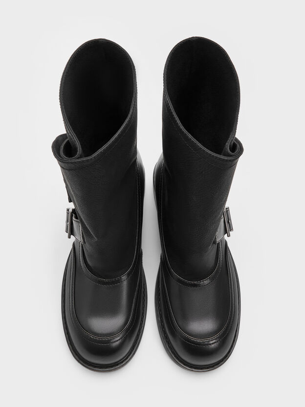 Aether Buckled Calf Boots, Black, hi-res
