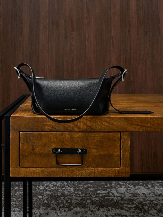 Larsen Buckle-Strap Shoulder Bag, Noir, hi-res