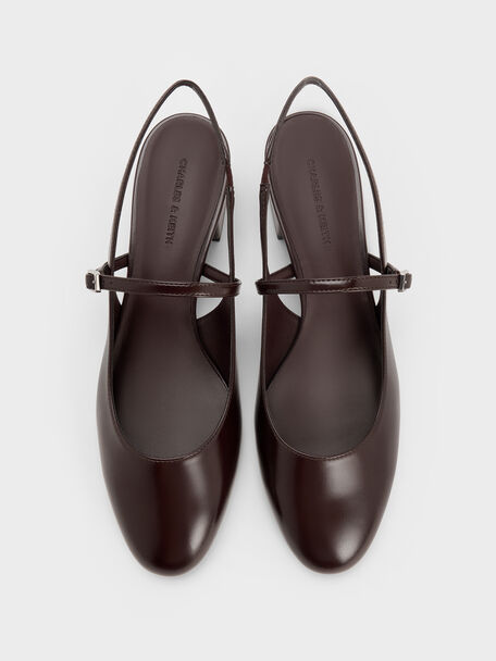 Slingback Mary Jane Pumps, Burgundy, hi-res