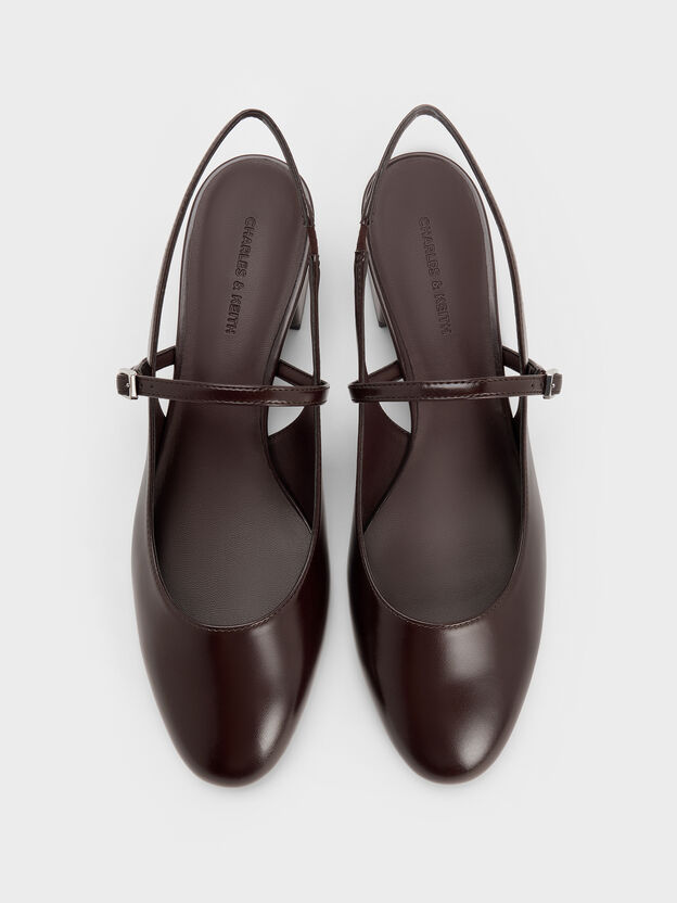 Slingback Mary Jane Pumps, Burgundy, hi-res
