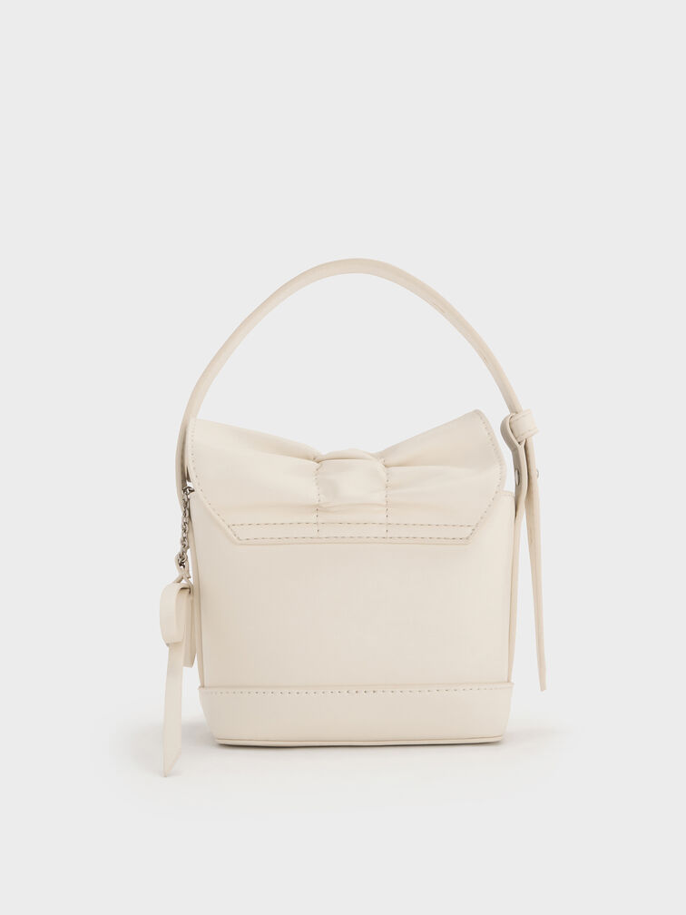 Kadee Ruched Bow-Charm Mini Bag, Cream, hi-res