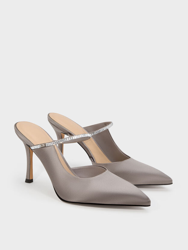 Gem D'Orsay Stiletto Mules, Pewter, hi-res