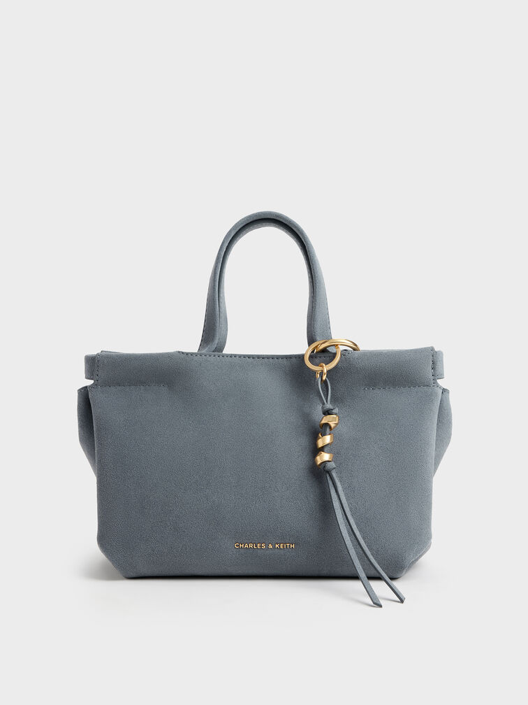 Mini Zephyr Tassel Tote Bag, Smoky Blue, hi-res