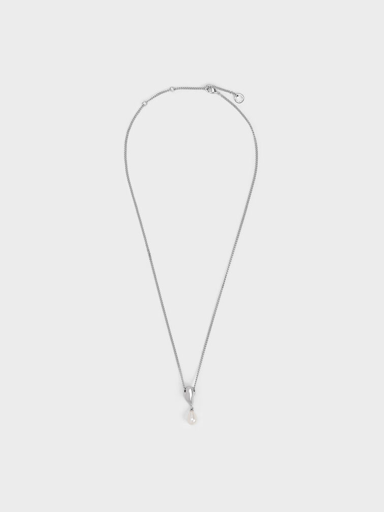 Corrine Teardrop Pearl Necklace, Silver, hi-res