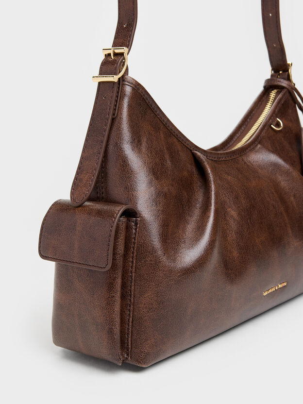 Khai Side-Pocket Shoulder Bag, Distressed Coffee, hi-res