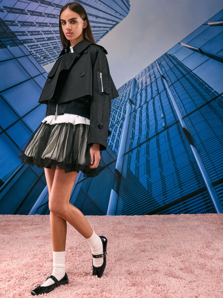 Myler Bow Square-Toe Buckled Mary Janes, Black, hi-res