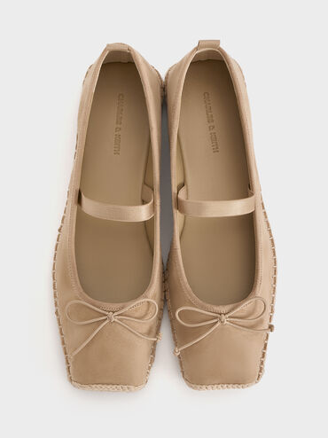 Bernadine Faux Suede Tie-Around Espadrille Flats, Sand, hi-res