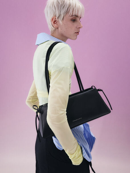 Hazel Bow Shoulder Bag, Noir, hi-res