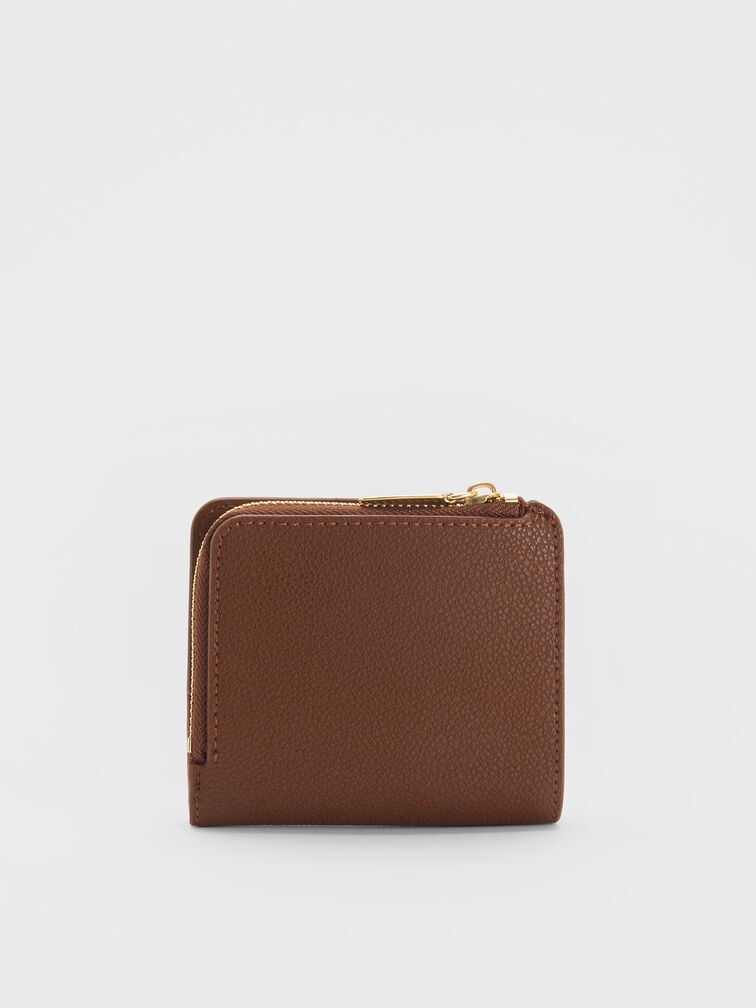 Keely Top Zip Small Wallet, Dark Brown, hi-res