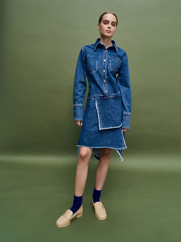 Metallic-Accent Loafers, Beige, hi-res