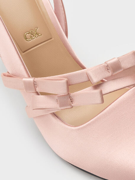 Jessy Bow Slingback Pumps, Pink, hi-res