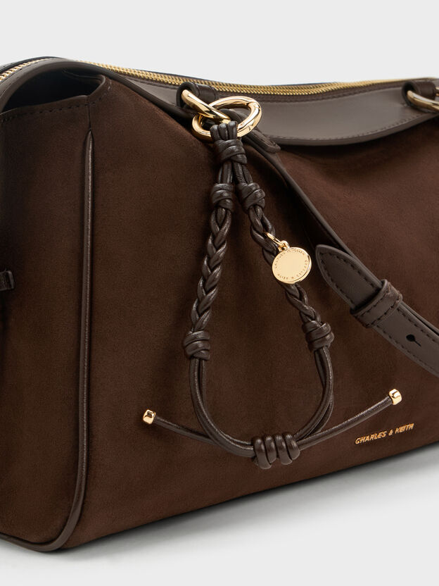 Haylen Braided-Charm Tote Bag, Espresso Brown, hi-res