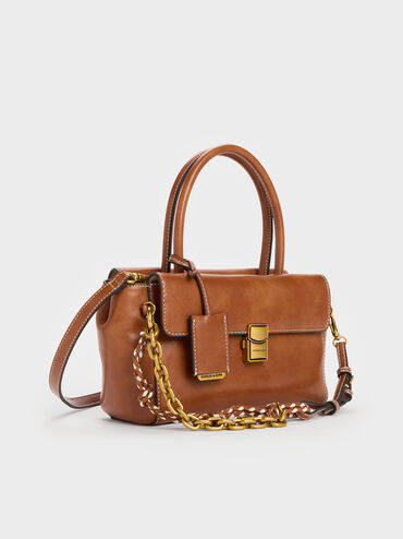 Acelynn Rope-Chain Tote Bag, Distressed Tan, hi-res