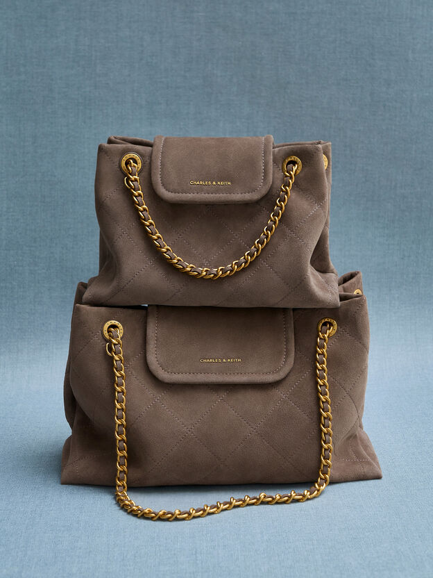 Apfra Quilted Shoulder Bag, Stone Grey, hi-res