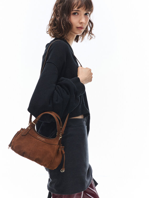 Mini Lillith Drawstring Bucket Bag, Pecan Brown, hi-res