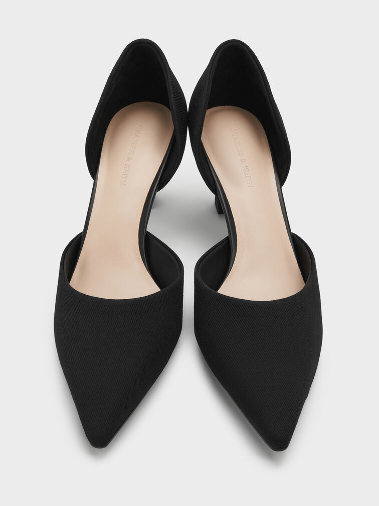 Kerra Twill Pointed D'Orsay Pumps, Black Textured, hi-res