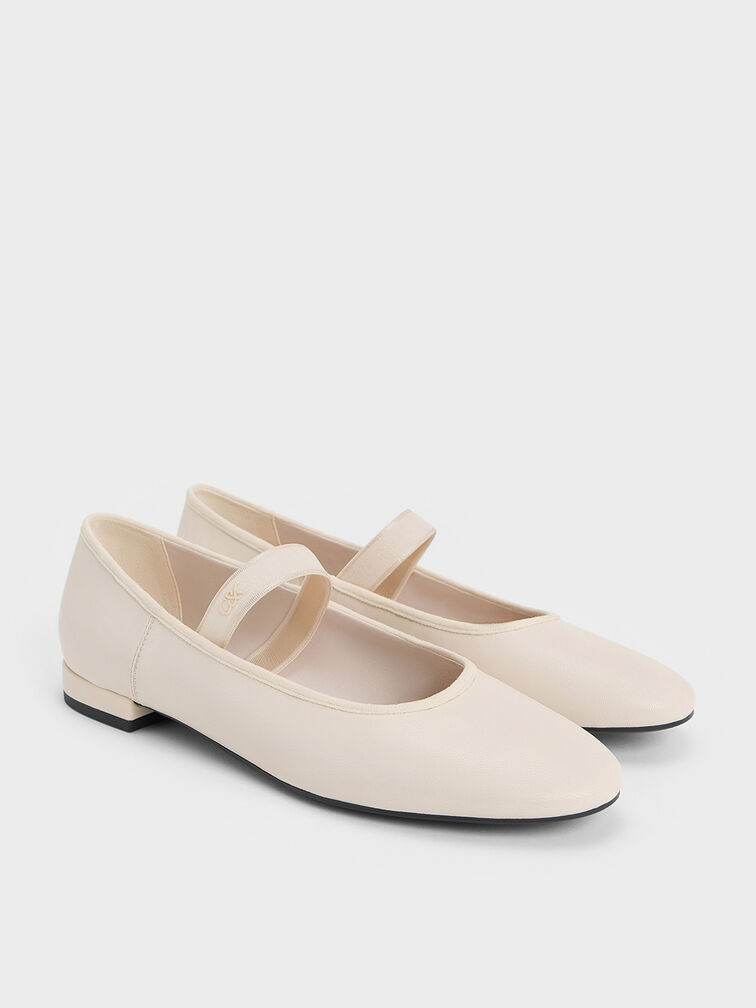 Leather Mary Jane Flats, Chalk, hi-res