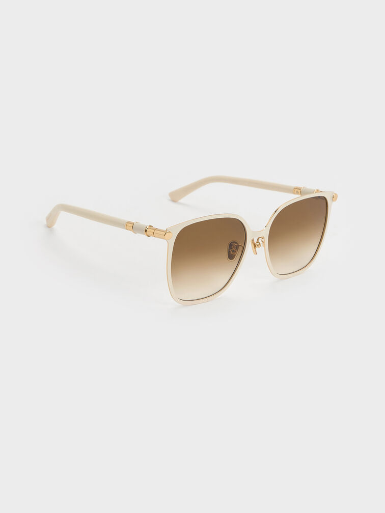Ophelia Square Sunglasses, Cream, hi-res
