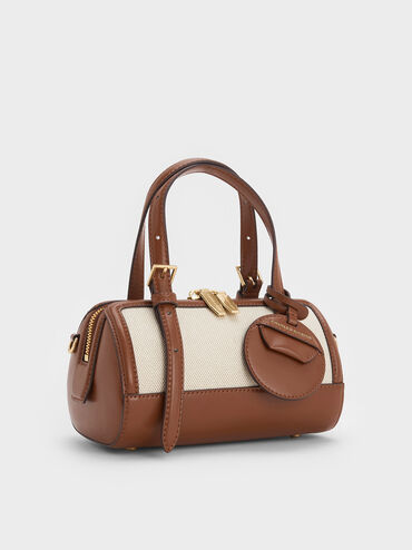 Enola Canvas Two-Tone Bowling Bag, Chocolate, hi-res