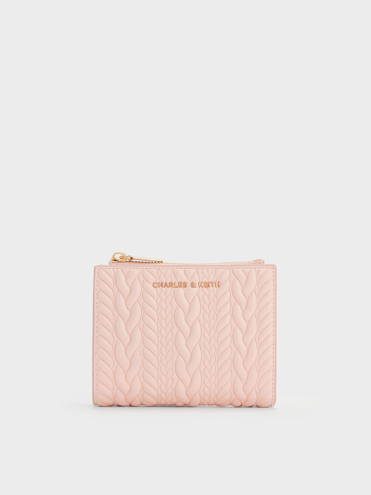 Apolline Textured Top-Zip Wallet, Soft Pink, hi-res