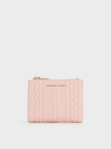 Apolline Textured Top-Zip Wallet, Soft Pink, hi-res