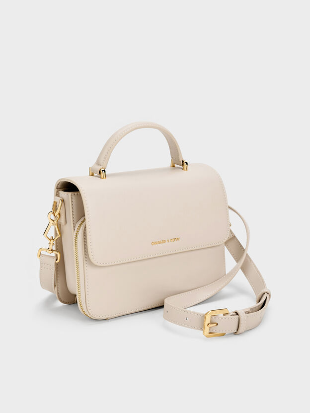 Octavia Front Flap Top Handle Bag, Ivory, hi-res