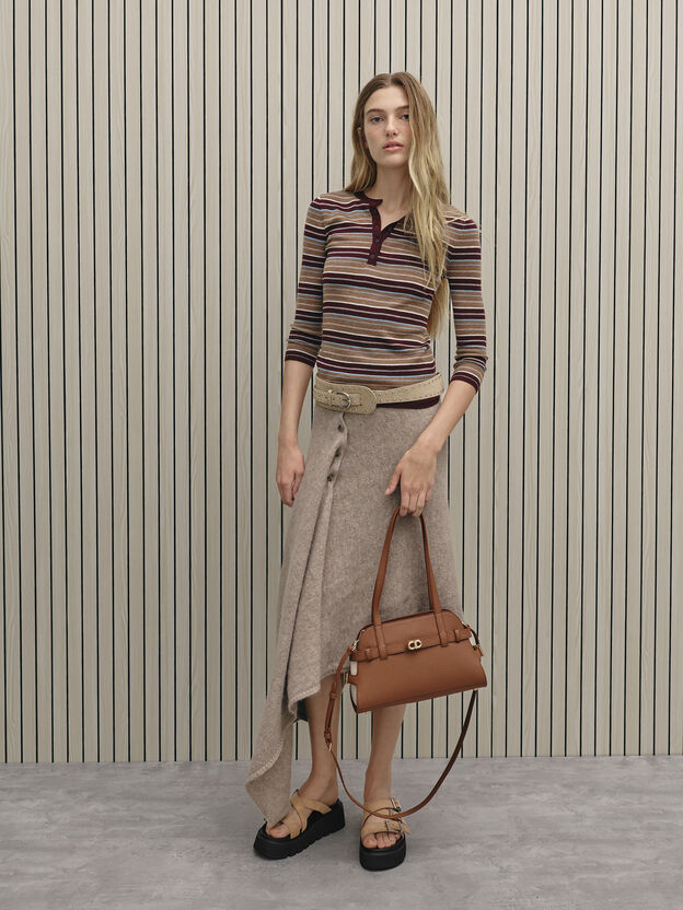 Aubrielle Belted Shoulder Bag, Chocolate, hi-res