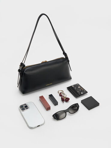 Deyna Double-Strap Shoulder Bag, Black, hi-res