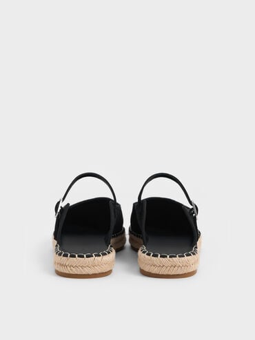 Bernadine Faux Suede Espadrille Mules, Black Textured, hi-res