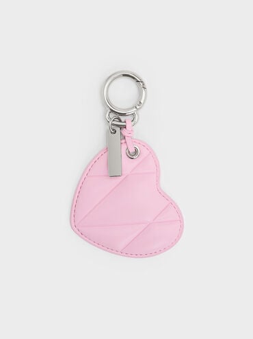 Heart Quilted Mirror Charm, Bubble Gum Pink, hi-res