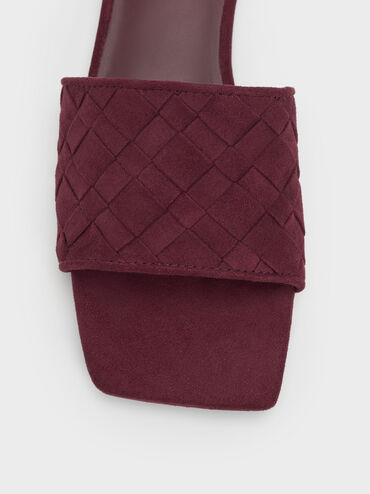 Ivette Faux Suede Woven Slide Sandals, Burgundy, hi-res